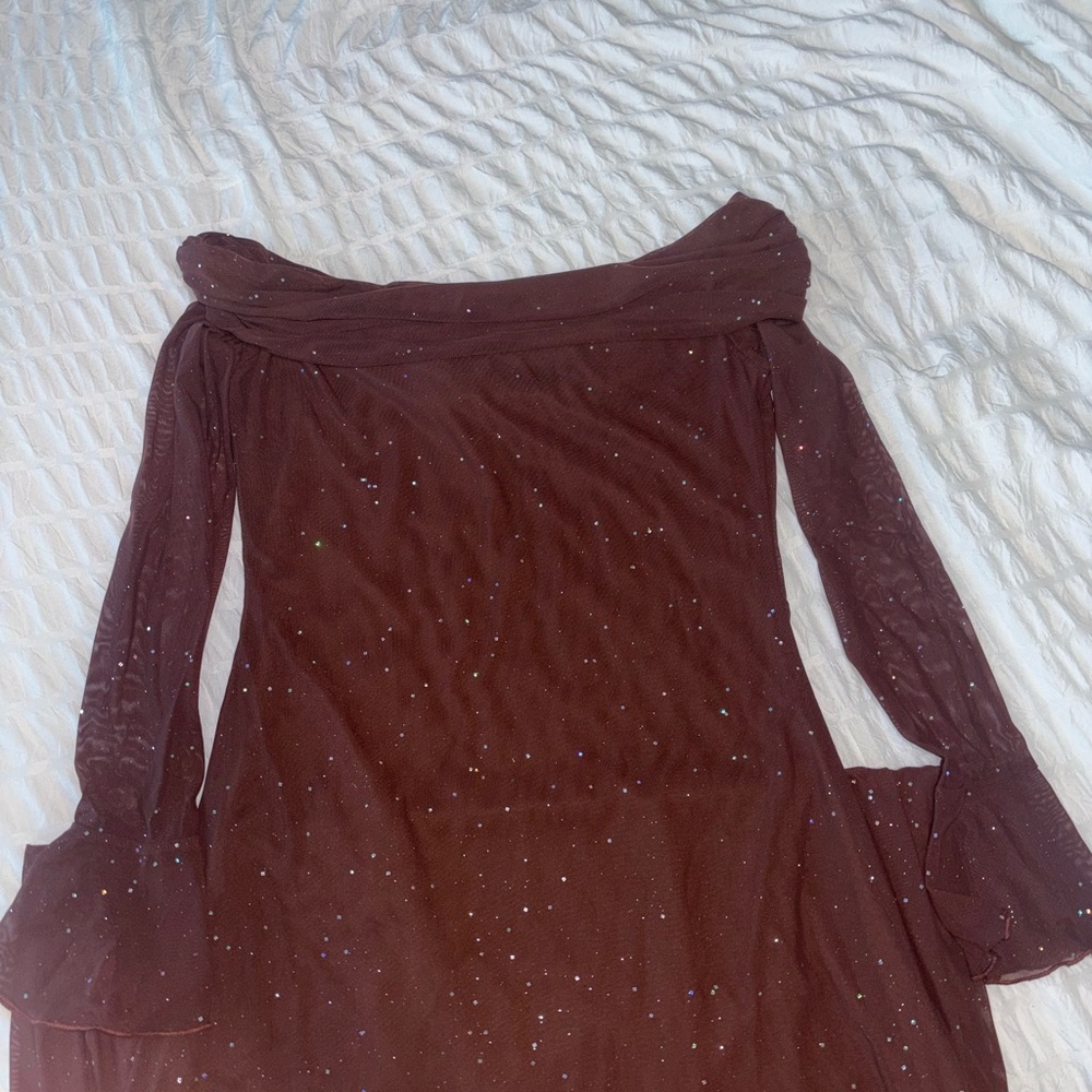 Cider Brown Maxi Dress with Glitter